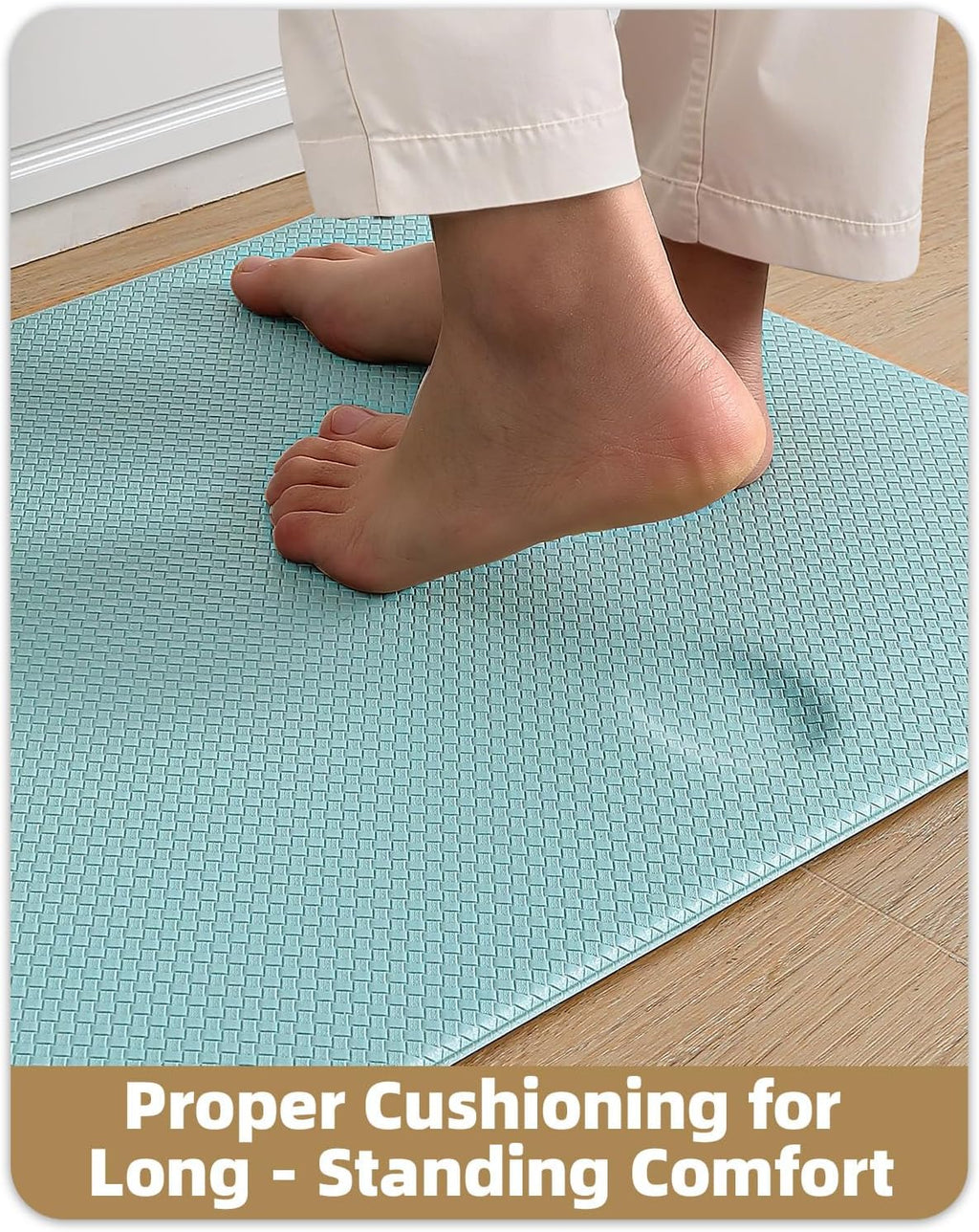 anti Fatigue Cushion Kitchen Mat for Floor -17"X59",Easy Clean, Water & Oil Proof, anti Slip, Foam Rubber Runner Rug for Front Sink Comfort Standing,Teal