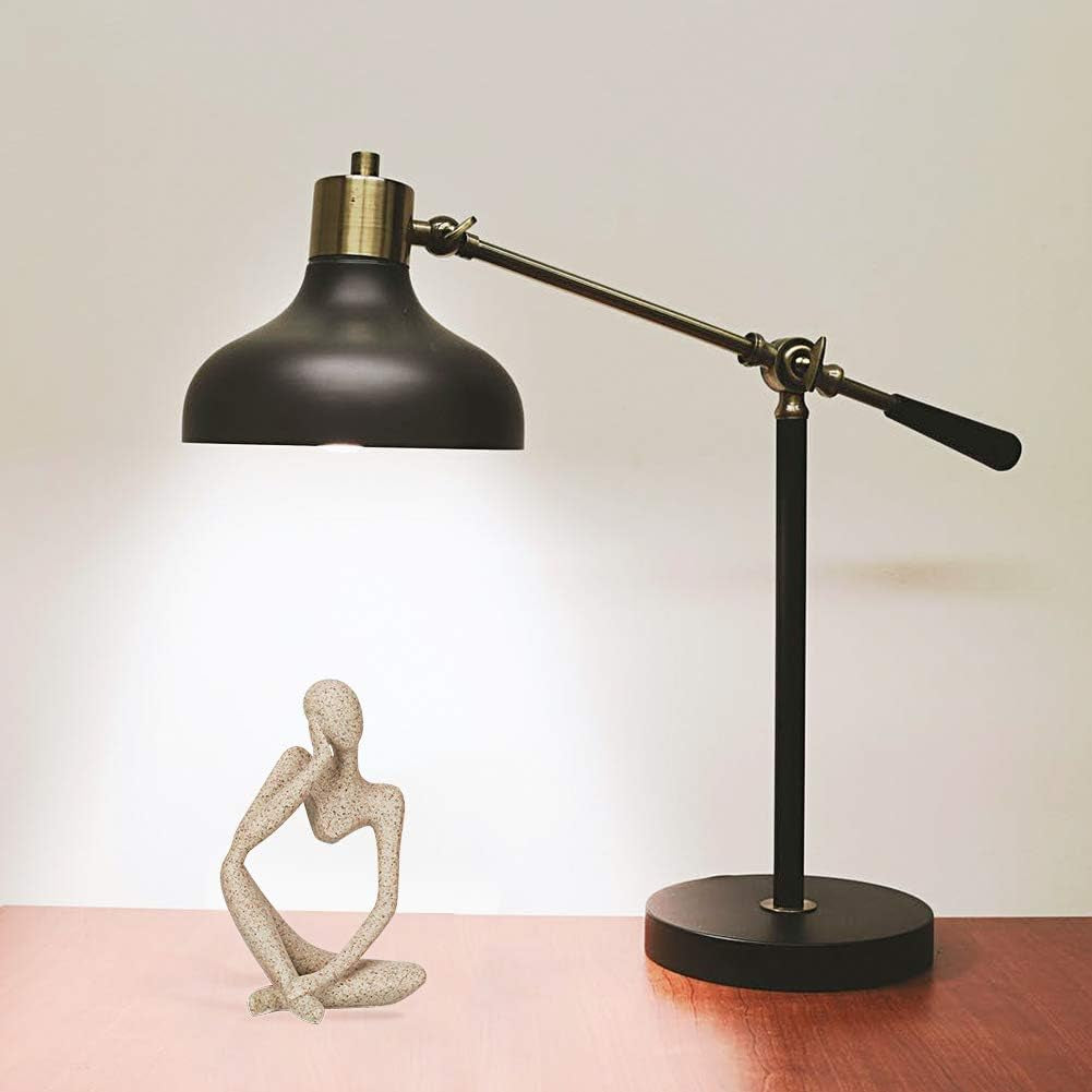 Sandstone Resin Thinker Style Abstract Sculpture Statue Collectible Figurines Home Office Bookshelf Desktop Decor(Sandstone,Left)