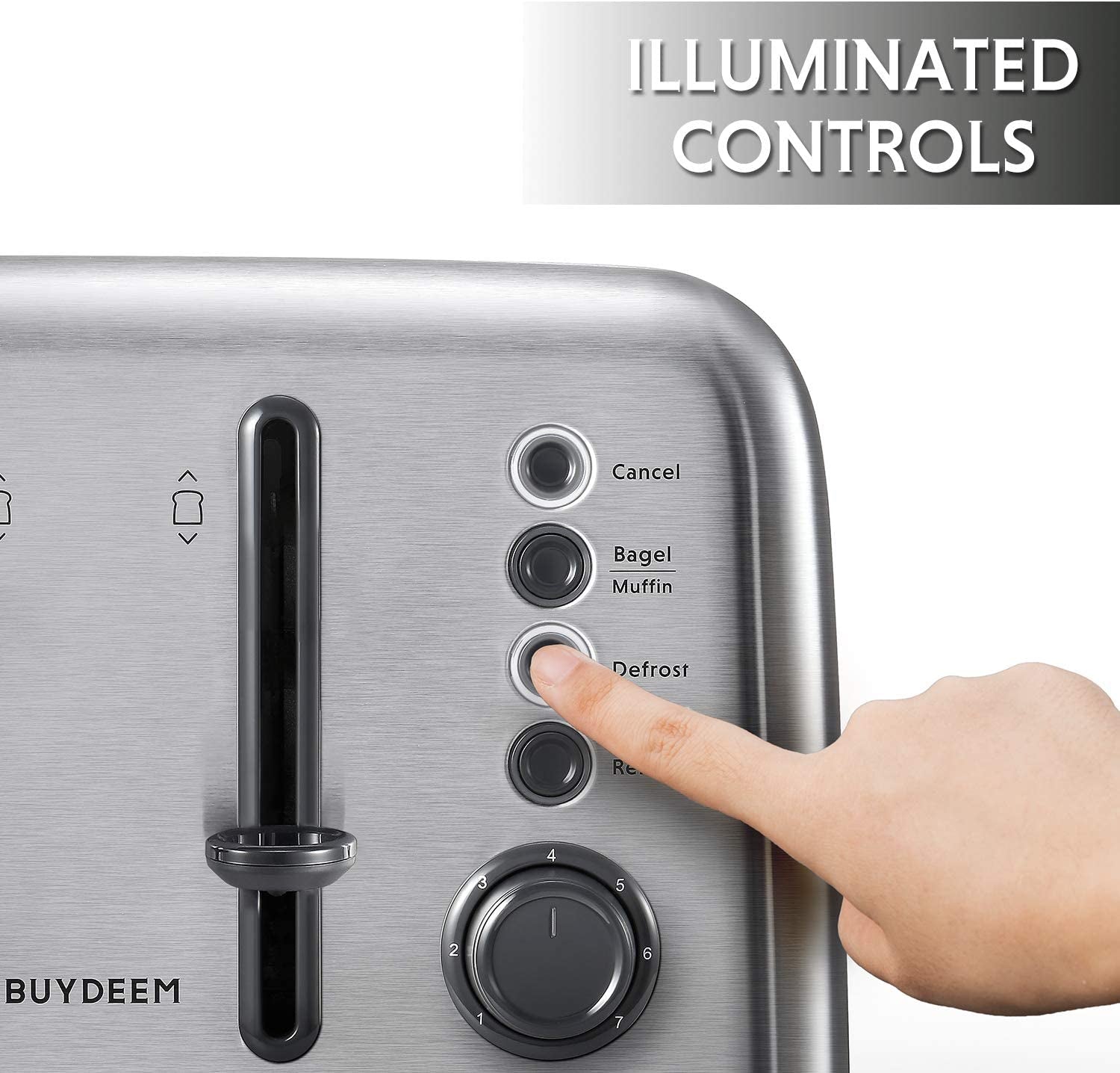 DT640 4-Slice Toaster, Extra Wide Slots, Retro Stainless Steel with High Lift Lever, Bagel and Muffin Function, Removal Crumb Tray, 7-Shade Settings,Stainless Steel