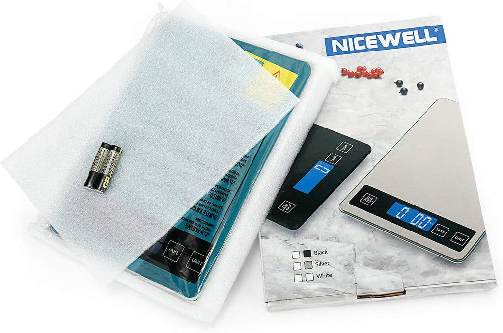 Food Scale, 22Lb Digital Kitchen Scale Weight Grams and Oz for Cooking Baking, 1G/0.1Oz Precise Graduation, Stainless Steel and Tempered Glass (Ash Silver)