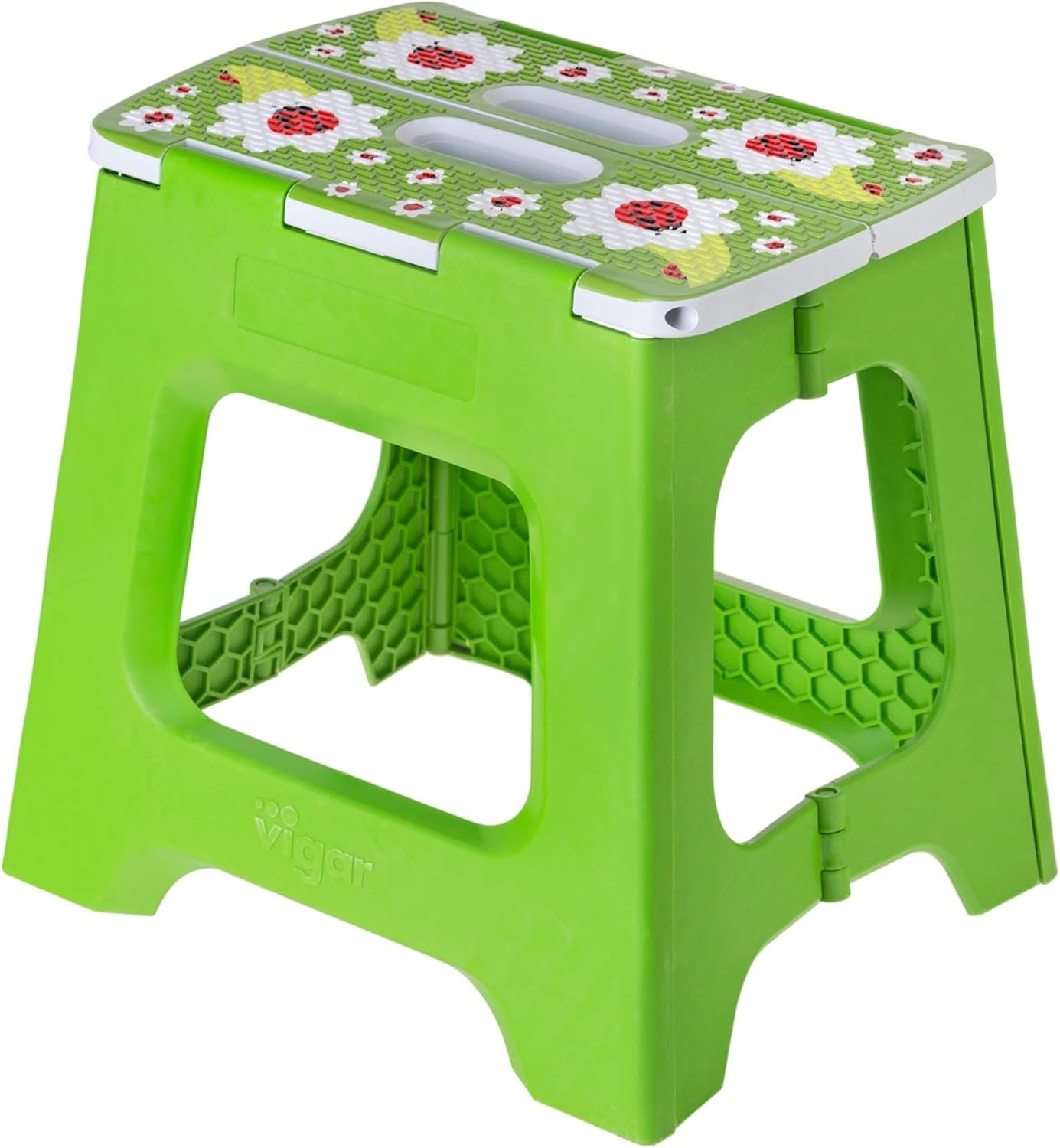 Compact Step Stool Foldable, 12-1/2-Inch Step Stools for Adults up to 330 Pound, Lightweight Stool, Non-Slip Folding Step Stool, Ladybug on Top