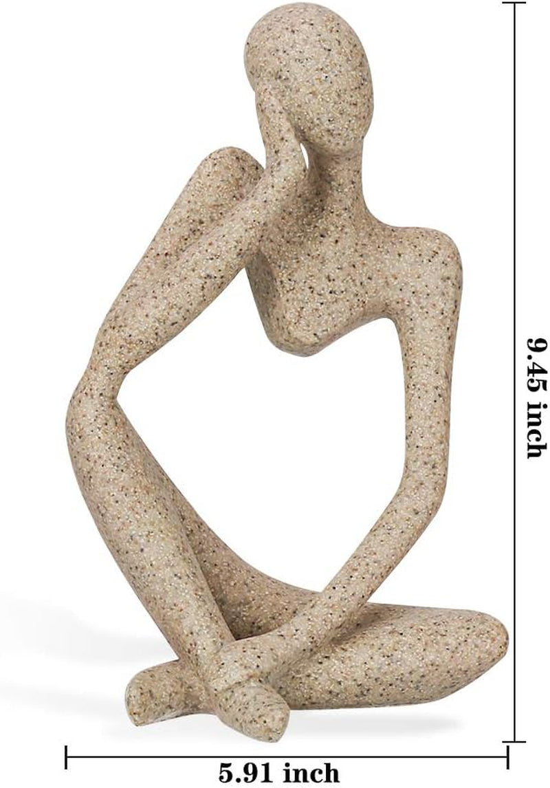 Sandstone Resin Thinker Style Abstract Sculpture Statue Collectible Figurines Home Office Bookshelf Desktop Decor(Sandstone,Left)