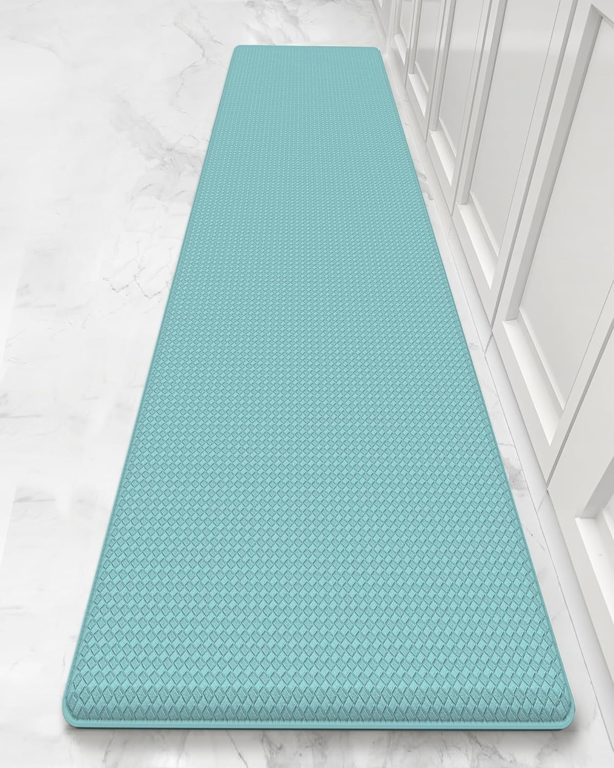 anti Fatigue Cushion Kitchen Mat for Floor -17"X59",Easy Clean, Water & Oil Proof, anti Slip, Foam Rubber Runner Rug for Front Sink Comfort Standing,Teal