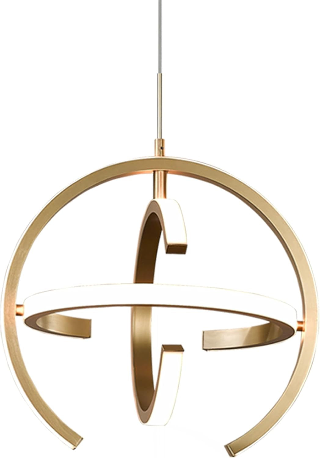 Modern LED Chandelier, Gold Globe Pendant Light Fixtures 4000K Dimmable Indoor Lights 19.2W for Dining Room Kitchen Island Bedroom Living Room Foyer