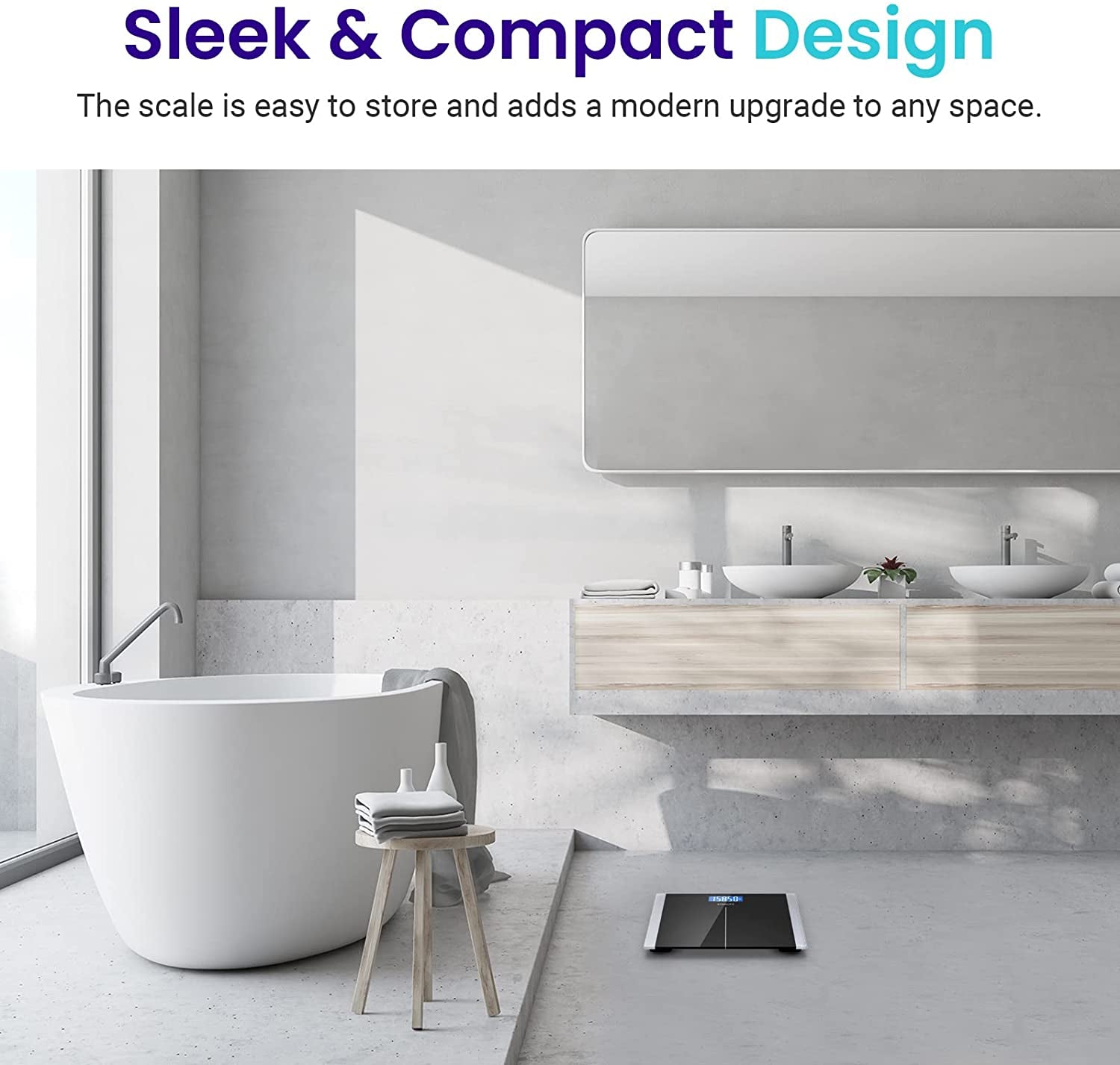 Bathroom Scale for Body Weight, Highly Accurate Digital Electronic Weighing Machine for People, LCD Display, Large Size, 6Mm Tempered Glass for Safe Home Use, Batteries Included, 400 Lbs