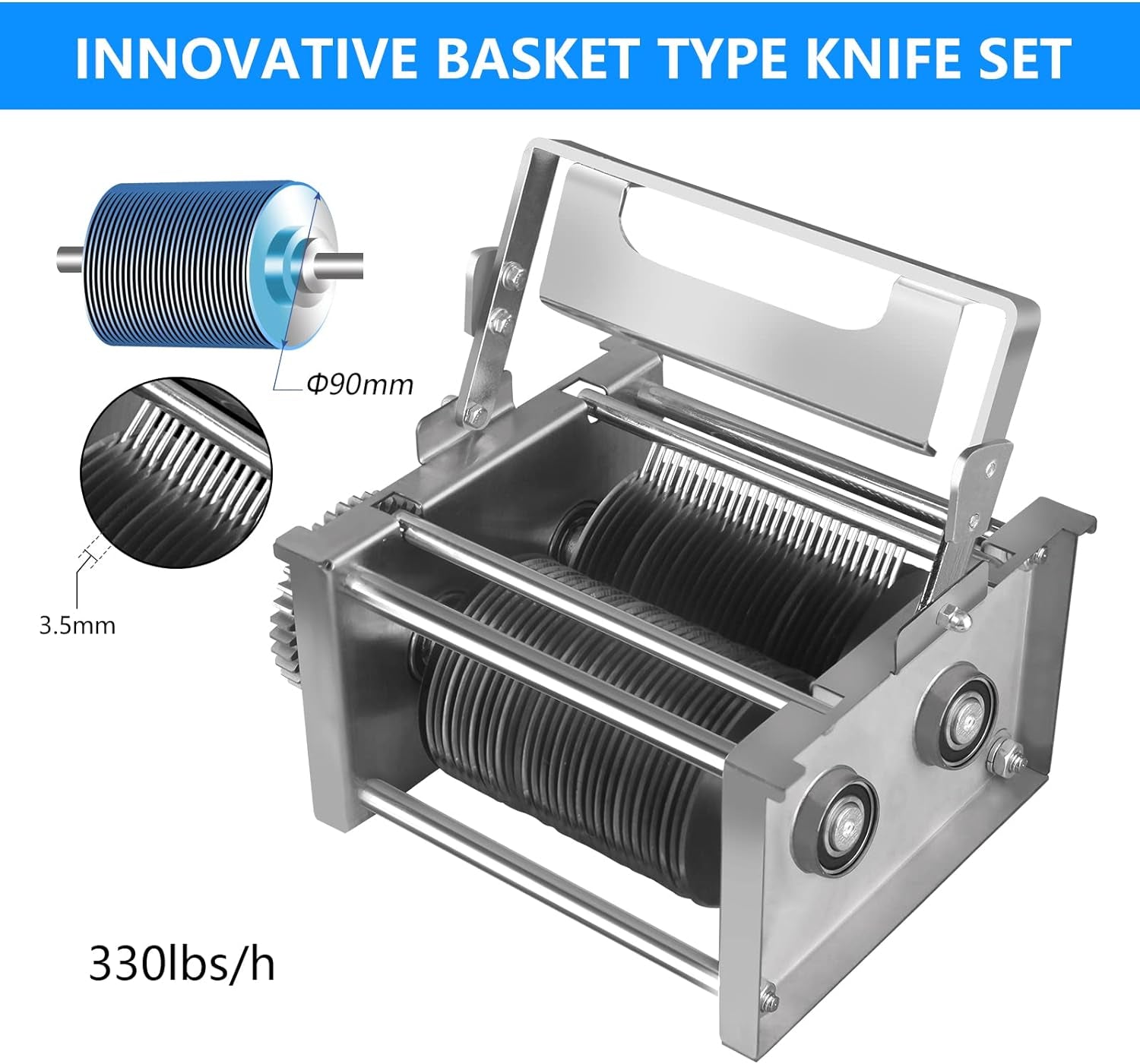 MPSMAG 3.5Mm Meat Slicer 1100W Meat Cutter Machine 330Lbs/Hr Electric Deli Food Slicer Meat Cutting Machine Meat Cutter Fresh Meat Shredded Fresh Meat Dicer Slicer Processing Machine