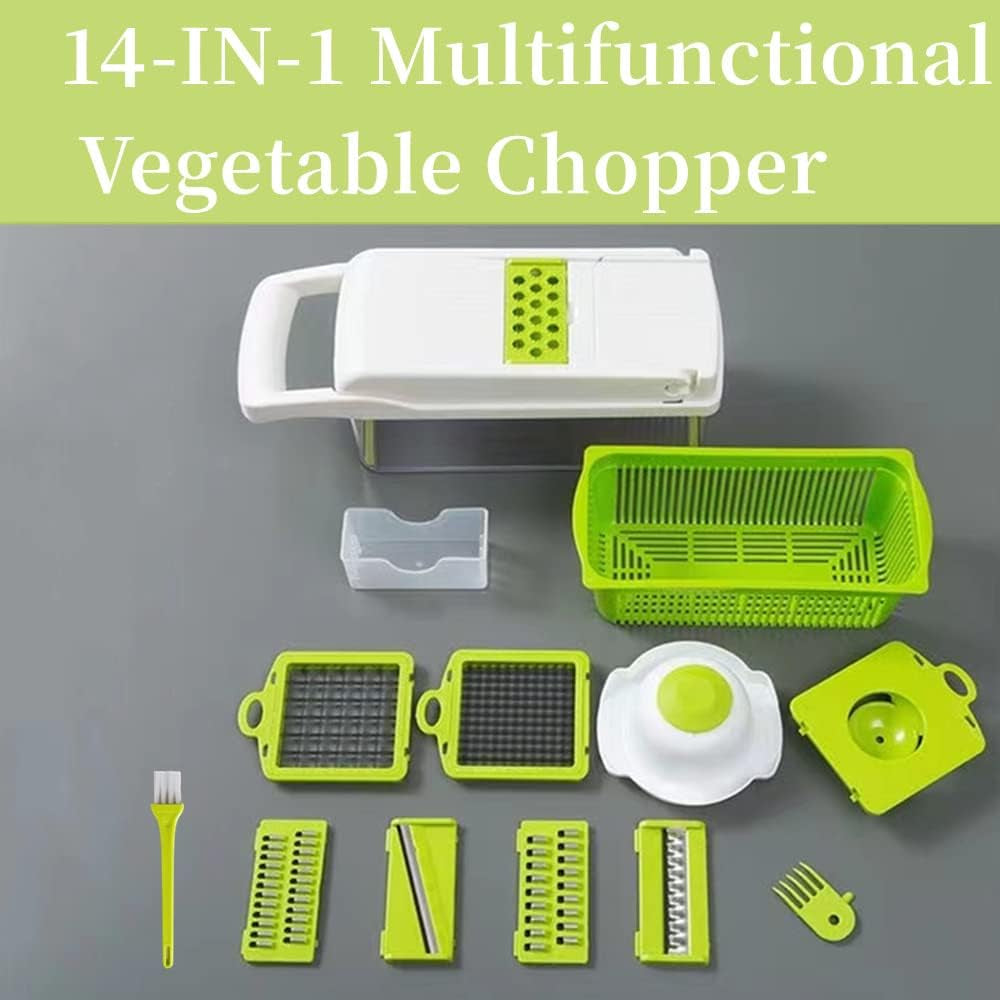 Fruit & Vegetable Chopper, Onion Chopper, Mandolin Slicer, Kitchen Multifunctional Vegetable Cutter, Vegetable Slicer, Vegetable Chopper with Container, Egg White Filter